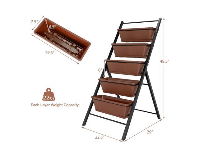SlickBlue 5-tier Vertical Garden Planter Box Elevated Raised Bed with 5 Container