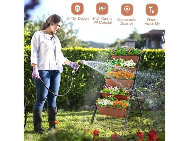 SlickBlue 5-tier Vertical Garden Planter Box Elevated Raised Bed with 5 Container