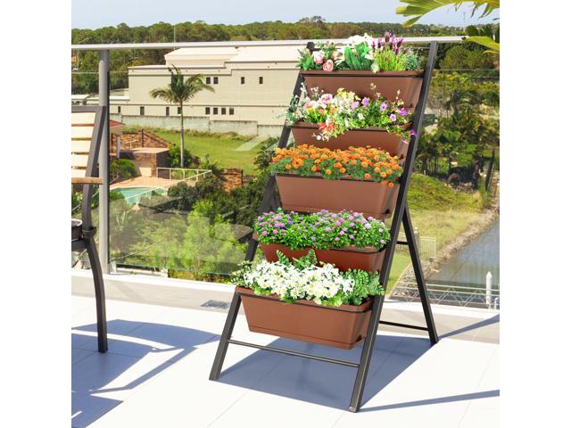 SlickBlue 5-tier Vertical Garden Planter Box Elevated Raised Bed with 5 Container