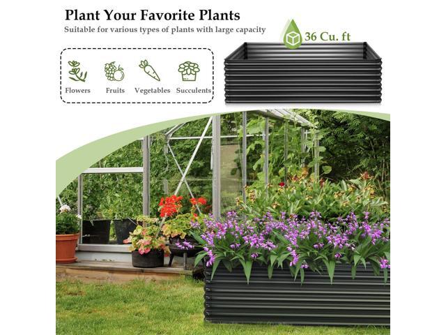 SlickBlue 71 Inch Galvanized Metal Raised Garden Bed for Garden Backyard-Dark Gray