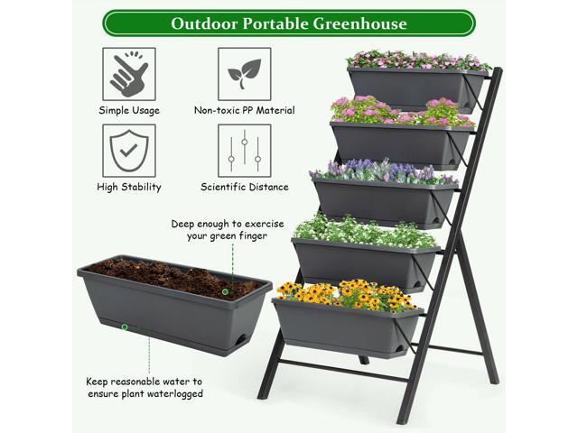 SlickBlue 5-Tier Raised Garden Bed with Water Drainage for Flowers Vegetables