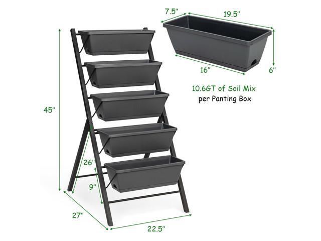 SlickBlue 5-Tier Raised Garden Bed with Water Drainage for Flowers Vegetables