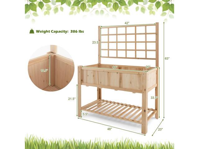 SlickBlue Raised Garden Bed Elevated Wooden Planter Box with Trellis