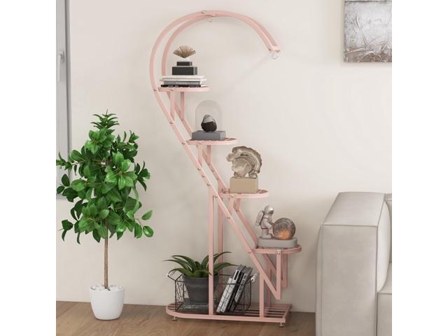 SlickBlue 5 Tier Metal Plant Stand with Hanging Hook for Multiple Plants