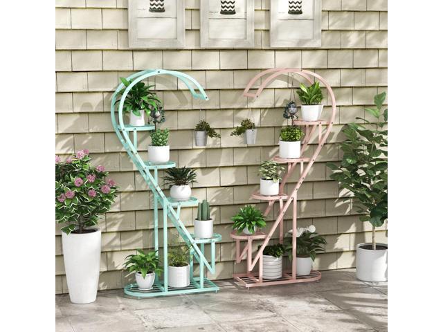 SlickBlue 5 Tier Metal Plant Stand with Hanging Hook for Multiple Plants