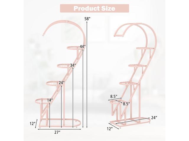 SlickBlue 5 Tier Metal Plant Stand with Hanging Hook for Multiple Plants