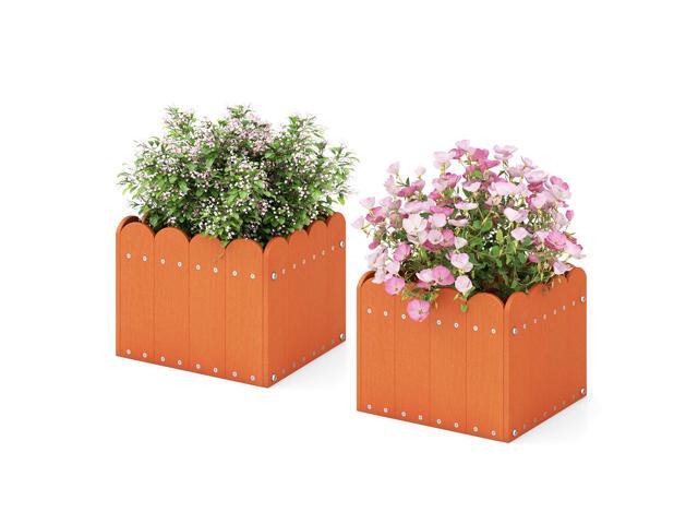 SlickBlue 2 Pack Square Planter Box with Drainage Gaps for for Front Porch Garden Balcony