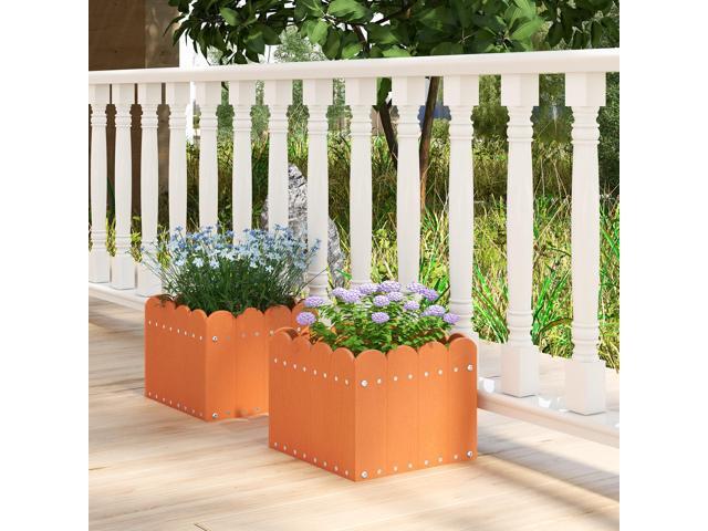 SlickBlue 2 Pack Square Planter Box with Drainage Gaps for for Front Porch Garden Balcony