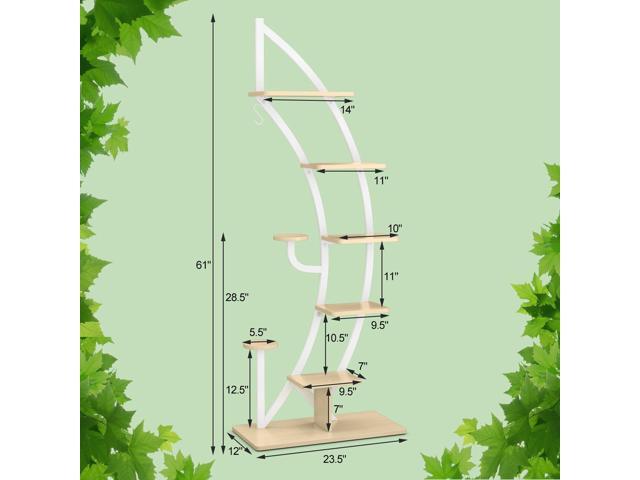 SlickBlue 6-Tier 9 Potted Metal Plant Stand Holder Display Shelf with Hook