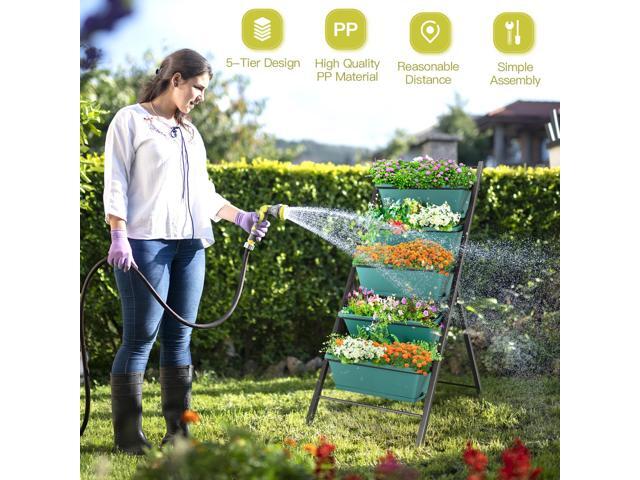 SlickBlue 5-tier Vertical Garden Planter Box Elevated Raised Bed with 5 Container