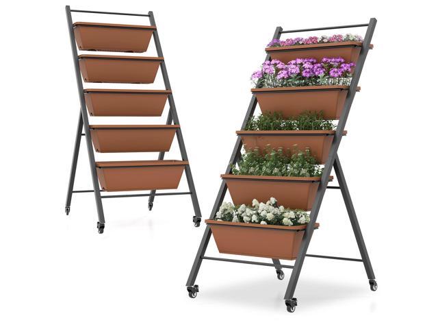 SlickBlue 5-Tier Vertical Raised Garden Bed with Wheels and Container Boxes