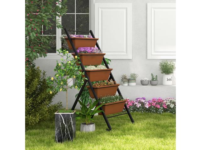SlickBlue 5-Tier Vertical Raised Garden Bed with Wheels and Container Boxes