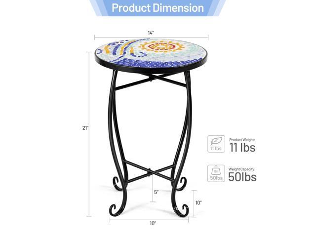 SlickBlue Outdoor Indoor Steel Accent Plant Stand Cobalt Table