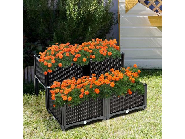 SlickBlue Set of 4 Elevated Flower Vegetable Herb Grow Planter Box
