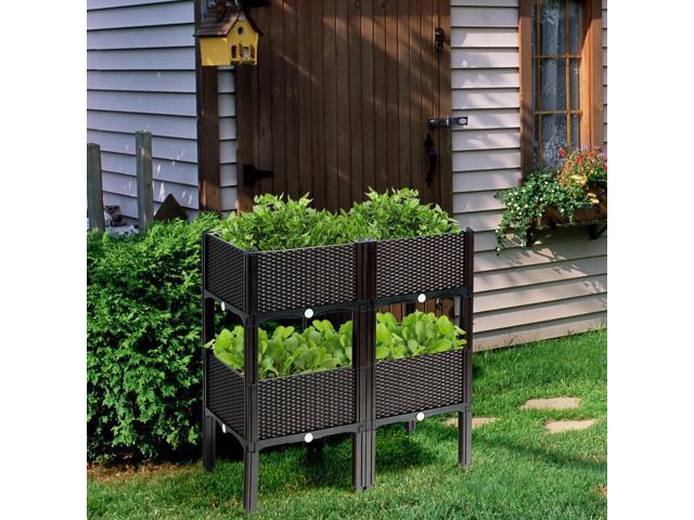 SlickBlue Set of 4 Elevated Flower Vegetable Herb Grow Planter Box