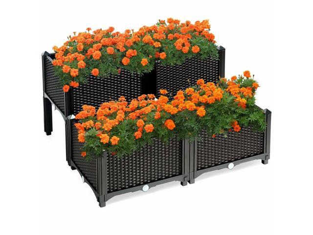 SlickBlue Set of 4 Elevated Flower Vegetable Herb Grow Planter Box