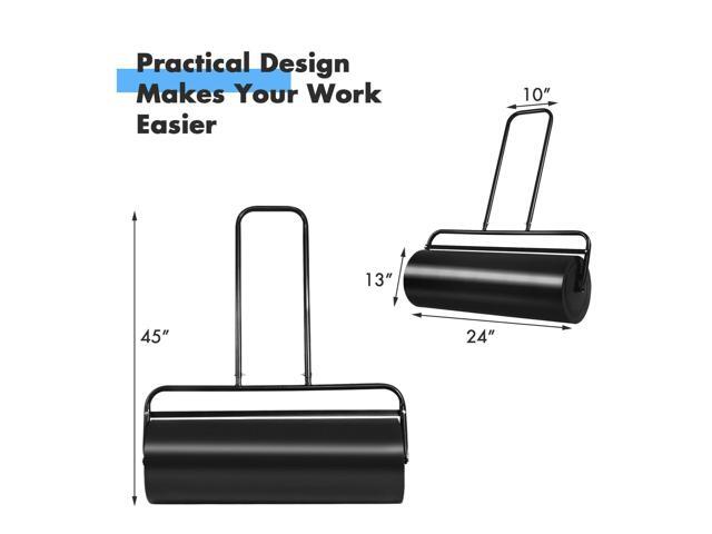 SlickBlue Tow Lawn Roller Water Filled Metal Push Roller-Black