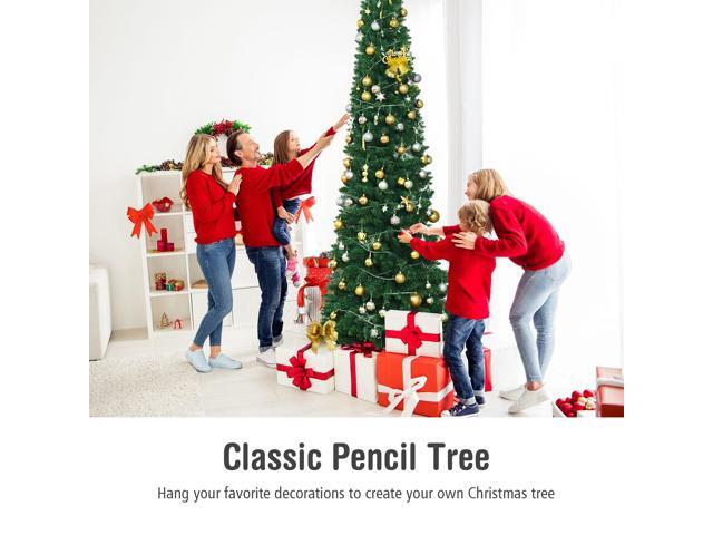 SlickBlue PVC Artificial Slim Pencil Christmas Tree-9 ft