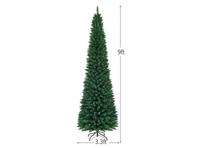 SlickBlue PVC Artificial Slim Pencil Christmas Tree-9 ft