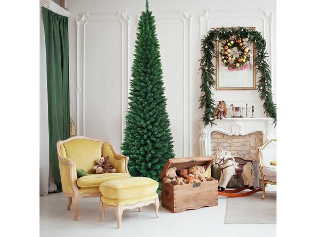 SlickBlue PVC Artificial Slim Pencil Christmas Tree-9 ft