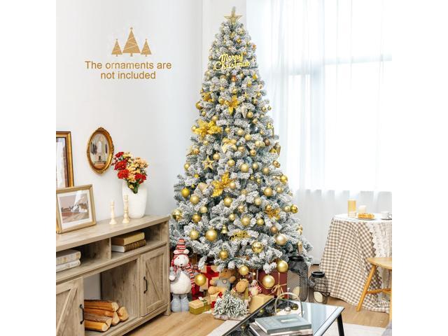 SlickBlue 9 Feet Artificial Christmas Tree with Premium Snow Flocked Hinged