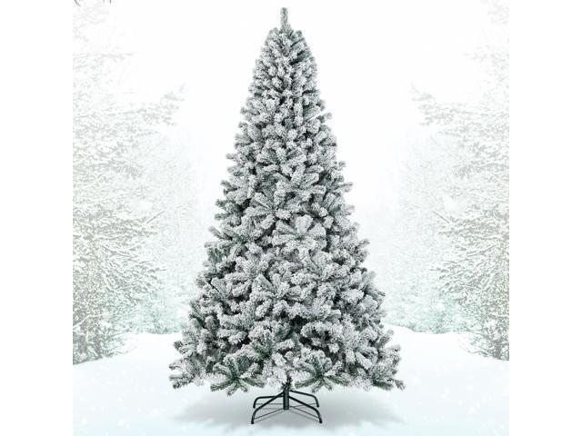 SlickBlue 9 Feet Artificial Christmas Tree with Premium Snow Flocked Hinged