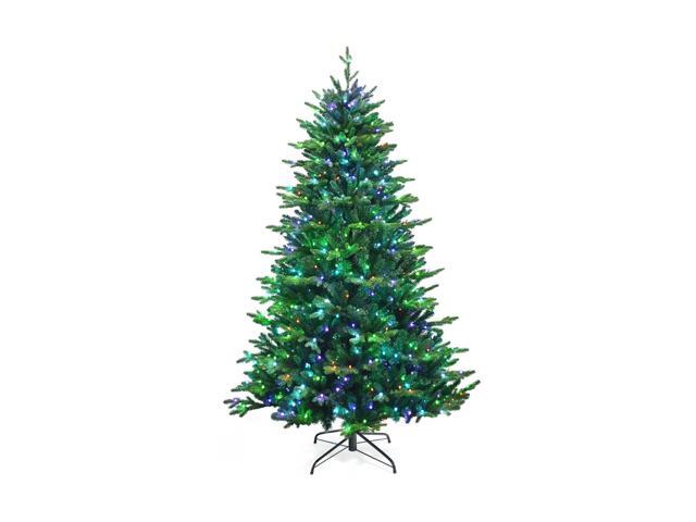 SlickBlue Pre-lit Artificial Hinged Christmas Tree with APP Controlled LED Lights-7 ft