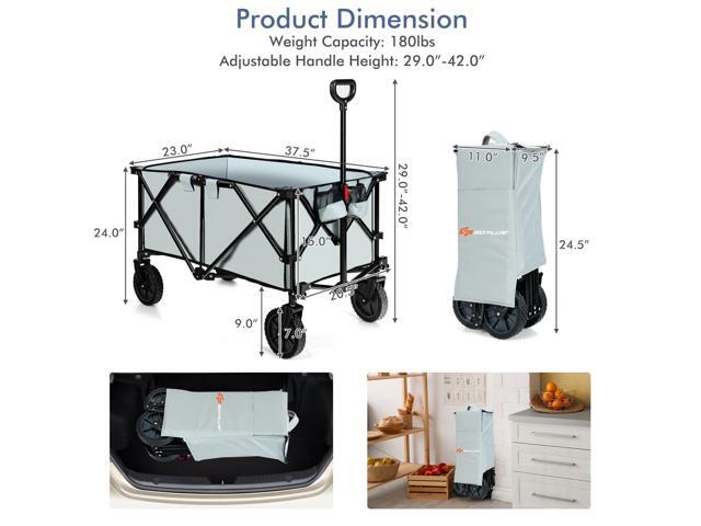 SlickBlue Outdoor Folding Wagon Cart with Adjustable Handle and Universal Wheels