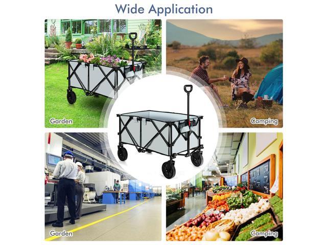 SlickBlue Outdoor Folding Wagon Cart with Adjustable Handle and Universal Wheels
