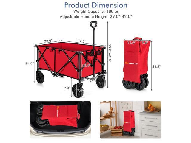 SlickBlue Outdoor Folding Wagon Cart with Adjustable Handle and Universal Wheels