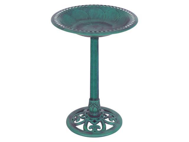 SlickBlue Outdoor Garden Green Pedestal Bird Bath Feeder