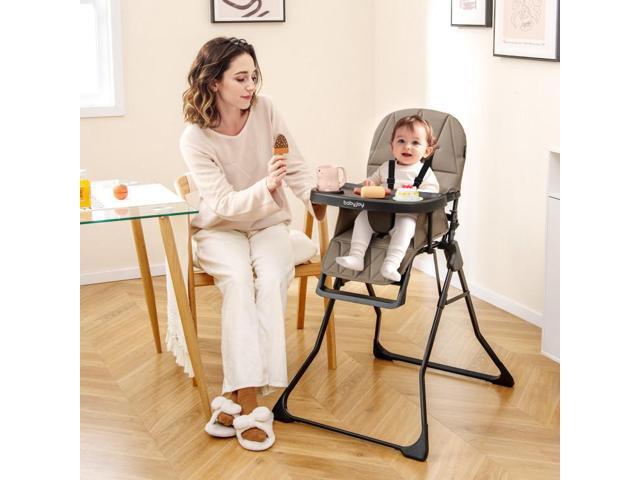 SlickBlue Easy Clean Compact Highchair with Removable Adjustable Tray and PU Seat Cushion