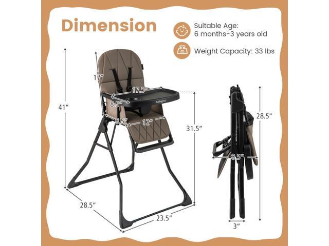SlickBlue Easy Clean Compact Highchair with Removable Adjustable Tray and PU Seat Cushion