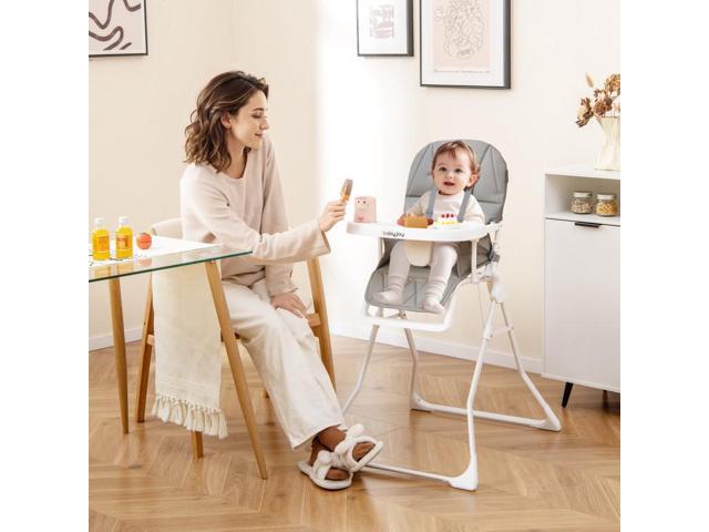 SlickBlue Easy Clean Compact Highchair with Removable Adjustable Tray and PU Seat Cushion