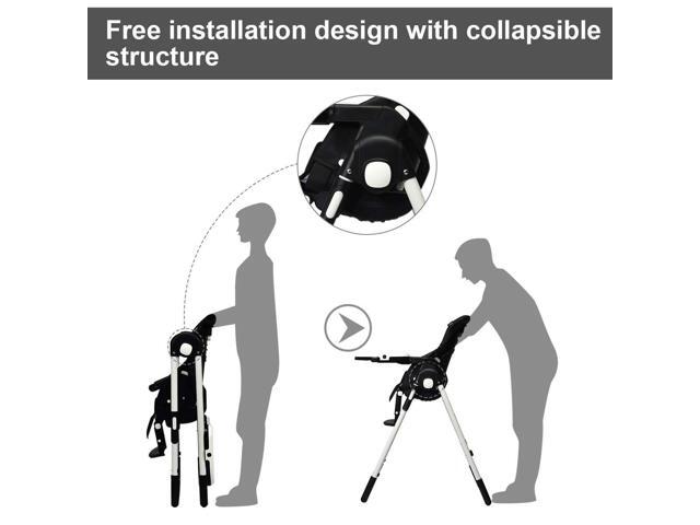 SlickBlue Foldable High chair with Multiple Adjustable Backrest-Black
