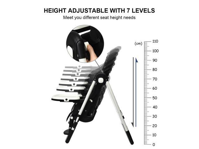 SlickBlue Foldable High chair with Multiple Adjustable Backrest-Black