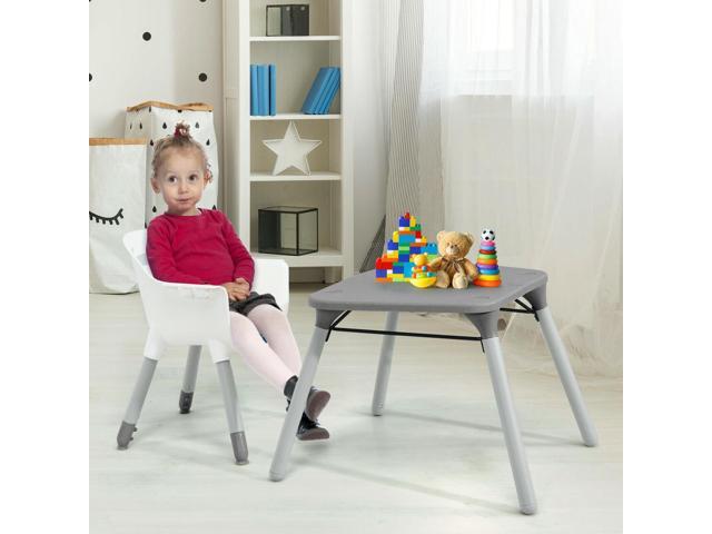 SlickBlue 4-in-1 Baby Convertible Toddler Table Chair Set with PU Cushion