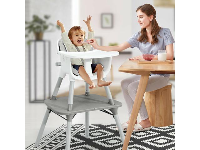 SlickBlue 4-in-1 Baby Convertible Toddler Table Chair Set with PU Cushion