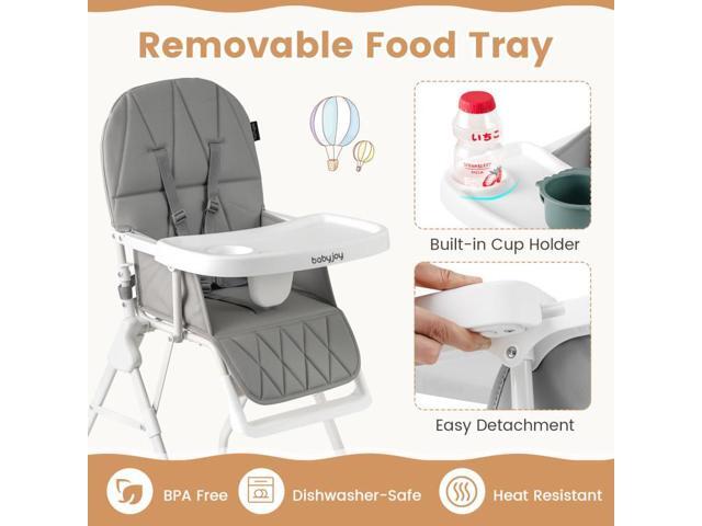 SlickBlue Easy Clean Compact Highchair with Removable Adjustable Tray and PU Seat Cushion