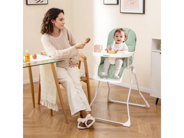 SlickBlue Easy Clean Compact Highchair with Removable Adjustable Tray and PU Seat Cushion