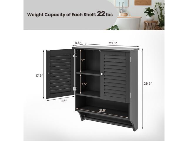 SlickBlue 2-Doors Bathroom Wall-Mounted Medicine Cabinet with Towel Bar-Black