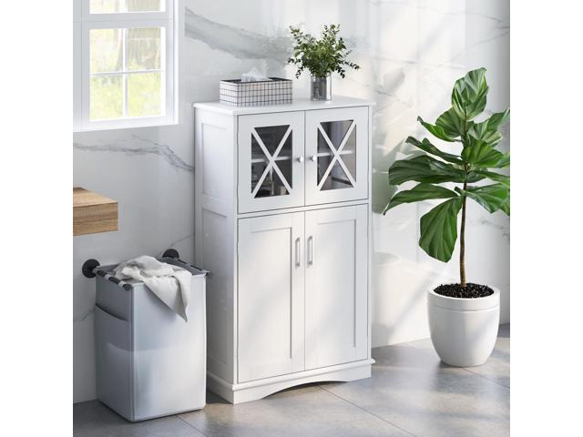 SlickBlue 4 Doors Freeestanding Bathroom Floor Cabinet with Adjustable Shelves