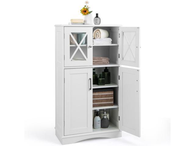 SlickBlue 4 Doors Freeestanding Bathroom Floor Cabinet with Adjustable Shelves