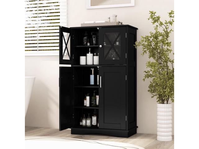 SlickBlue 4 Doors Freeestanding Bathroom Floor Cabinet with Adjustable Shelves