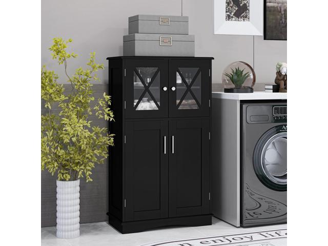 SlickBlue 4 Doors Freeestanding Bathroom Floor Cabinet with Adjustable Shelves