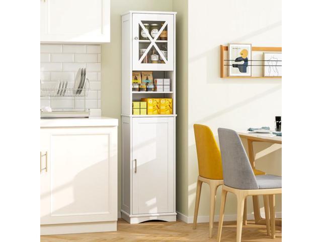 SlickBlue 67 Inch Tall Bathroom Cabinet Freestanding Storage Cabinet with 5 Adjustable Shelves-White