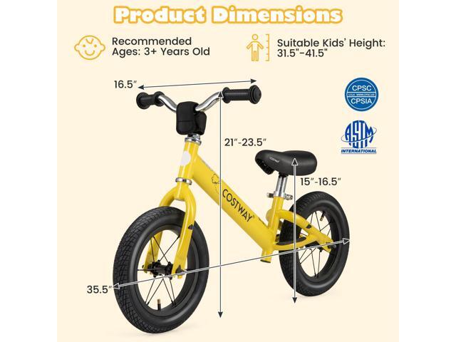 SlickBlue 12 Inch Toddler Balance Bike with Height Adjustable Handlebar and Seat