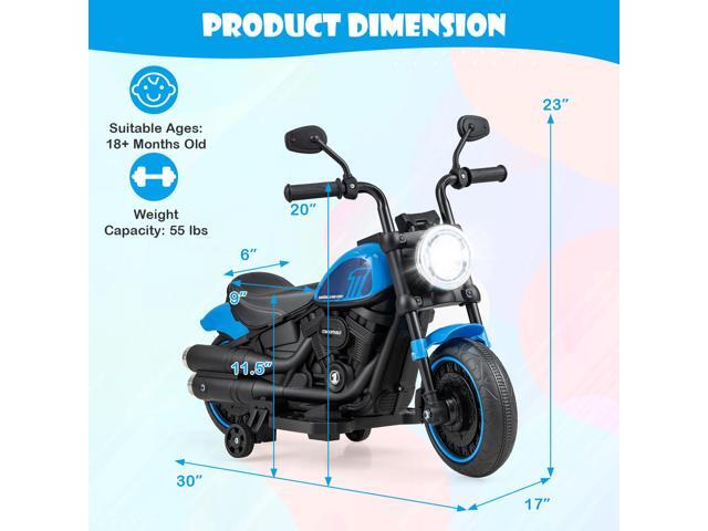 SlickBlue Kids Electric Motorcycle with Training Wheels and LED Headlights