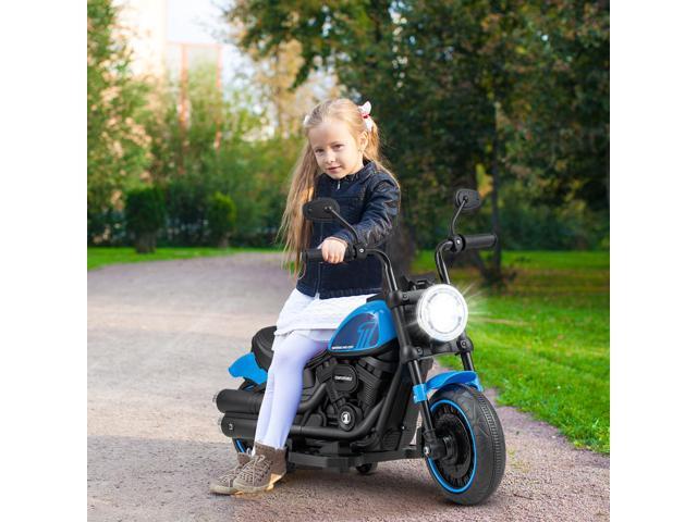 SlickBlue Kids Electric Motorcycle with Training Wheels and LED Headlights