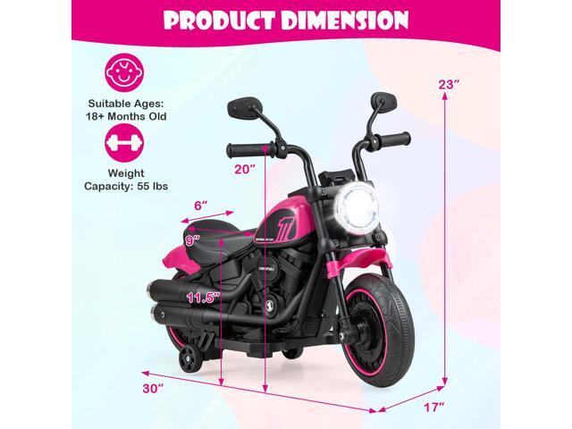 SlickBlue Kids Electric Motorcycle with Training Wheels and LED Headlights